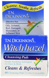 Dickinson Brands Hazelet Witch Hazel Pad, 60 Count, (Pack of 2)